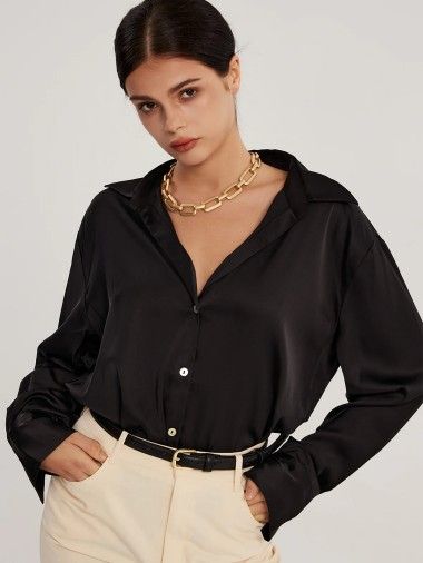 Satin Drop Collar Shirt - pespoints